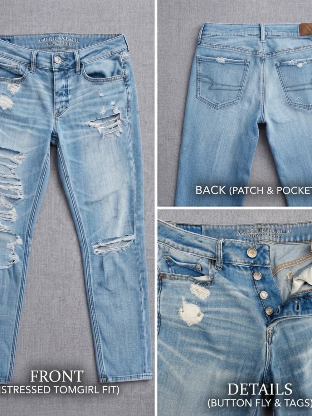 American Eagle Outfitters Light Blue Distressed TomGirl Fit Size 4